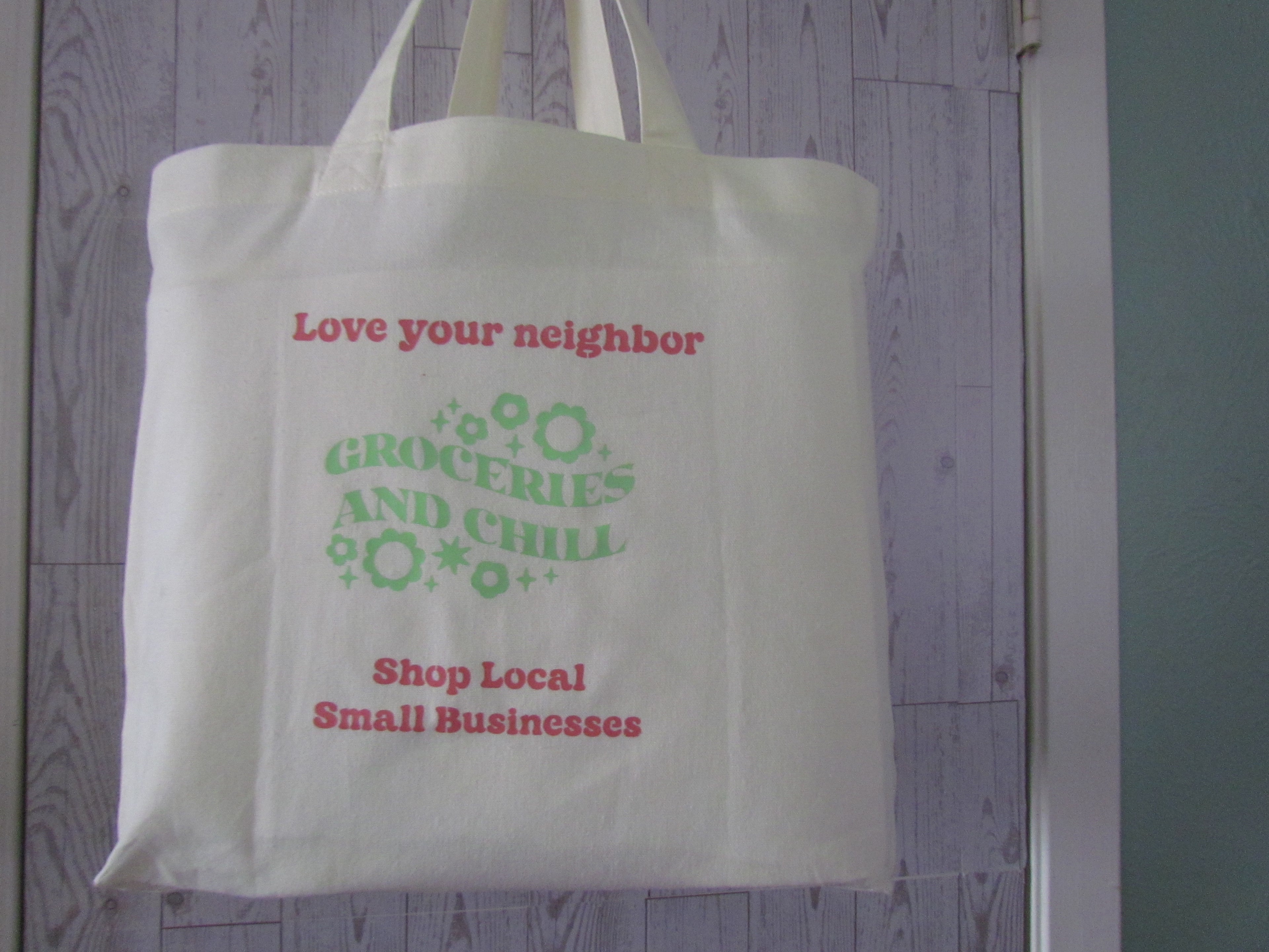 Love Your Neighbor tote bag